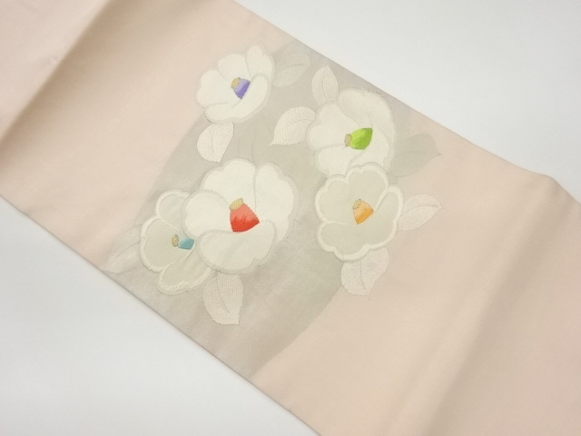 JAPANESE KIMONO / VINTAGE NAGOYA OBI / WOVEN CAMELLIA